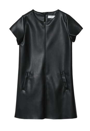 MANGO KIDS black Faux-Leather Dress D9CDDKA60E9C71GS_1
