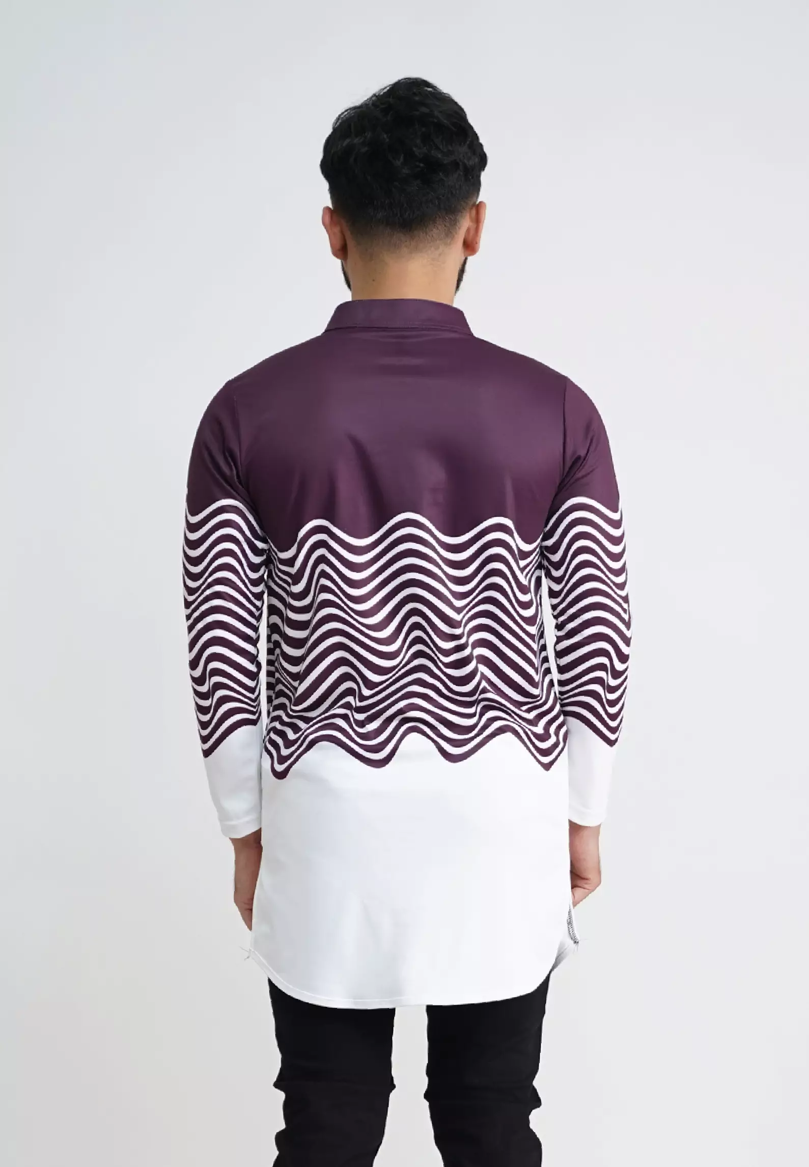 Tiento Pakaian Koko Pria Baju Muslim Dry Fit Kurta Lengan Panjang Motif Bena