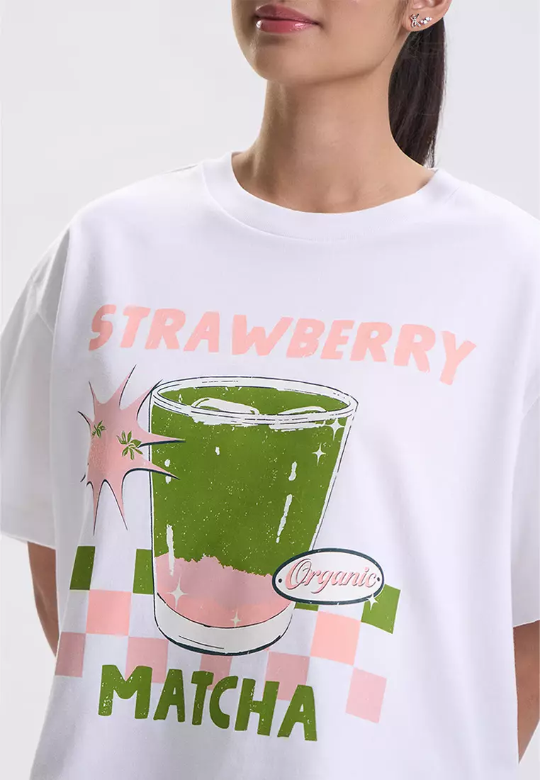 Strawberry Matcha Loose Graphic T-shirt