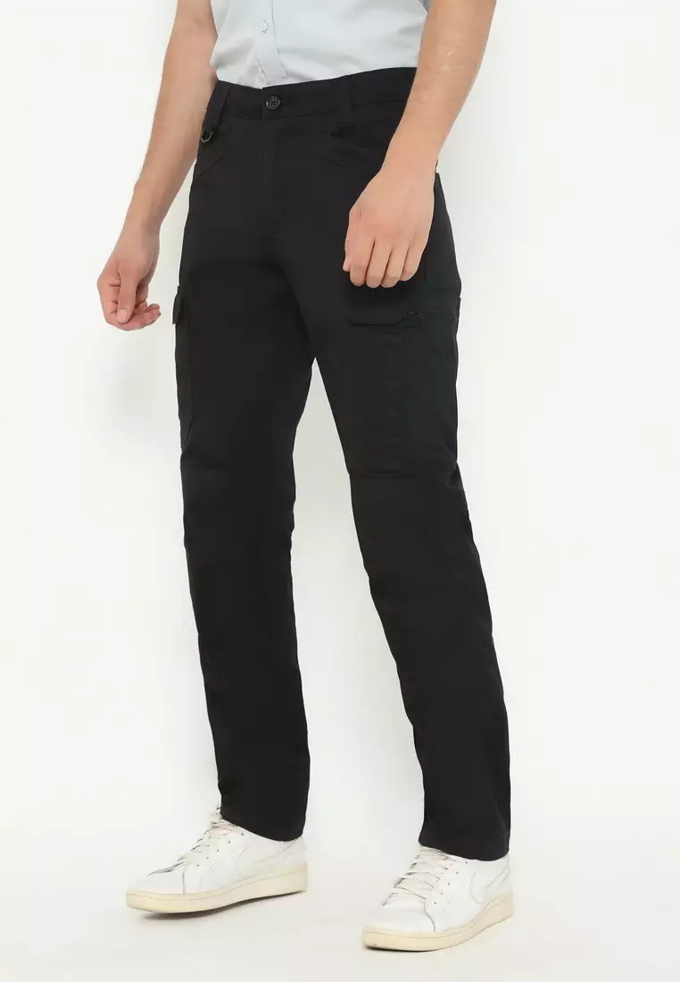 POLICE Celana Cargo Panjang Kantong Zipper Regular Fit Pria