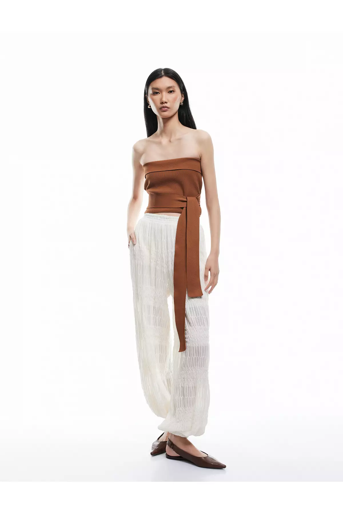 Strapless Knitwear Top With Binding Detail