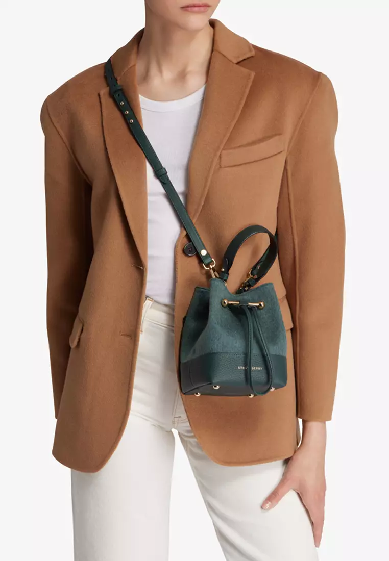 Strathberry Lana Osette Cashmere Leather Bucket Bag, Wine Burgundy, Women's, Handbags & Purses Bucket Bags