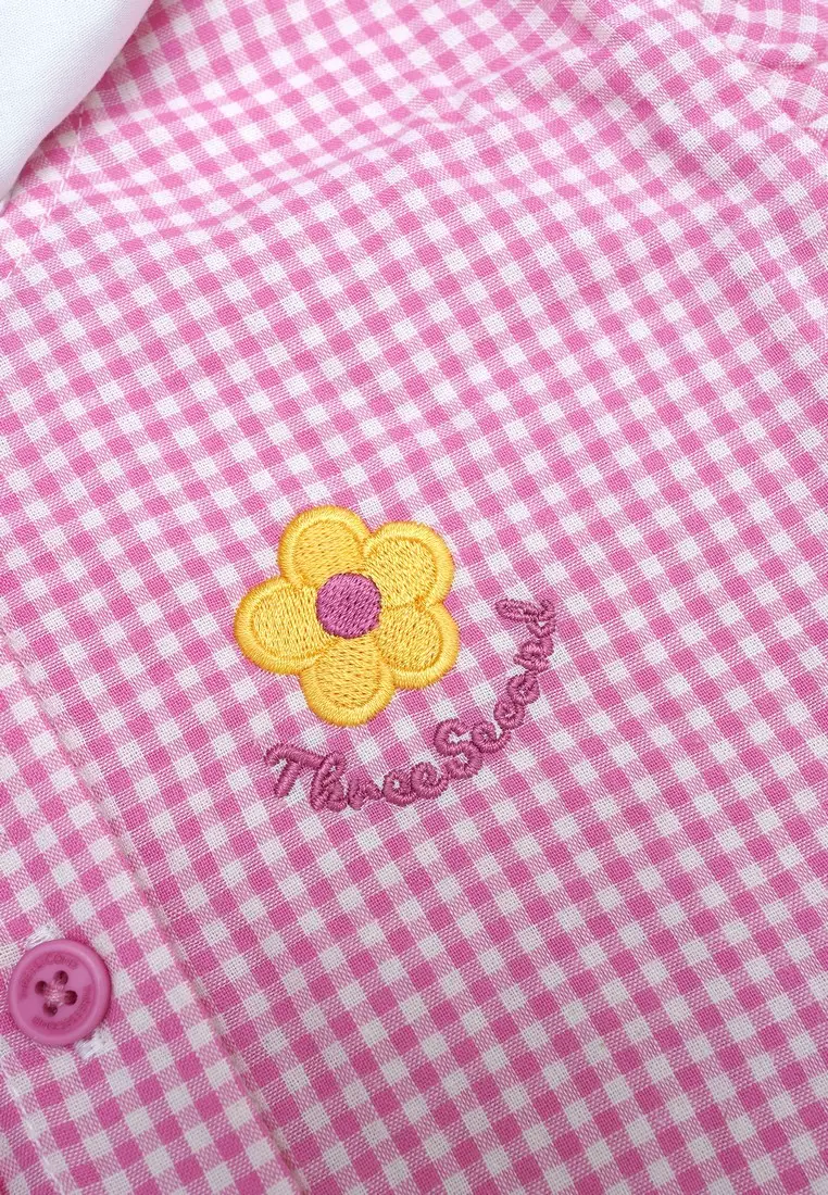 3Second Kids Girl's Shirt Short Puffed Sleeve Peter Pan Collar Biya HP-C030225