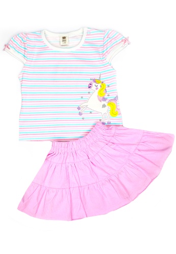 Toffyhouse white and pink Toffyhouse flying unicorn top & skirt set 47181KA64B9384GS_1