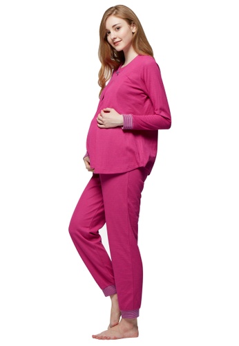 Mamaway pink Cotton Candy ​Maternity & Nursing Pajamas/ Sleepwear Set EDE87AAC625312GS_1