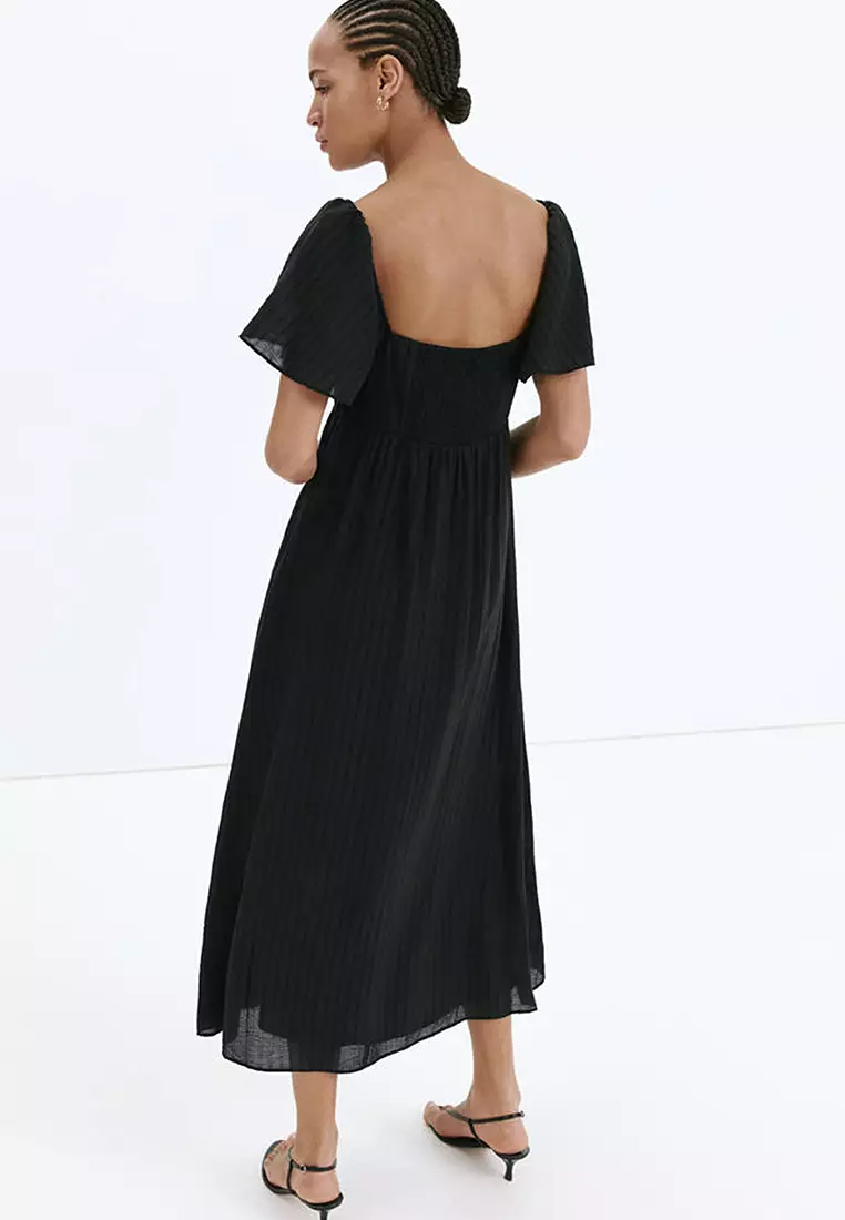 Textured Dress With Gathered Detail