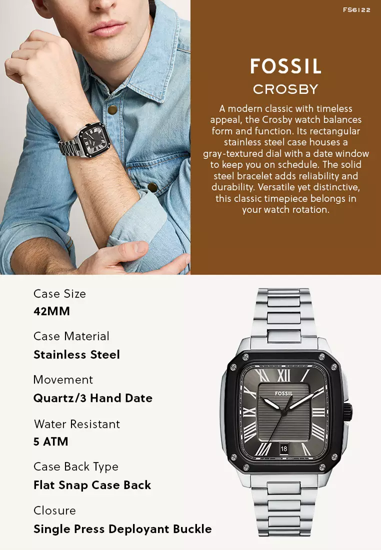 Buy Fossil Fossil Men's Crosby Analog Watch ( FS6122 ) - Quartz, Two ...