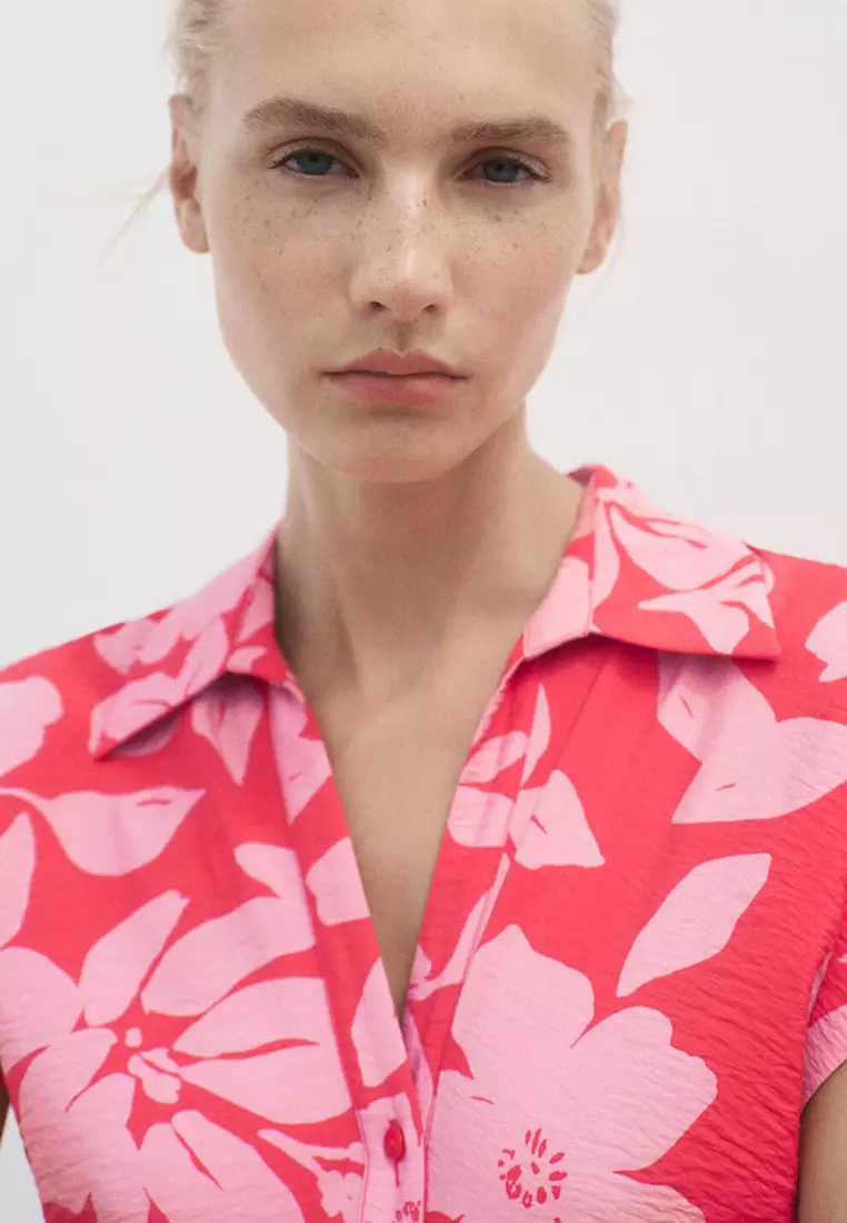 Floral-Print Shirt-Style Dress