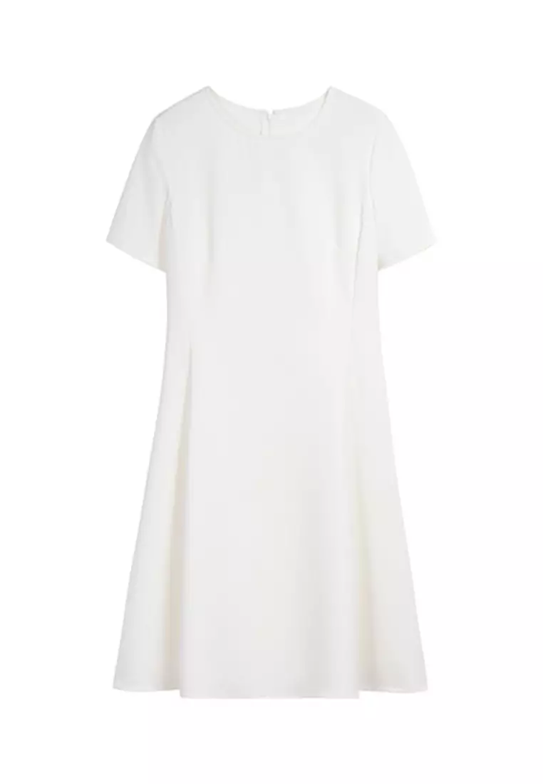 Simple and Elegant Solid Color Short Sleeve Dress CA101934W