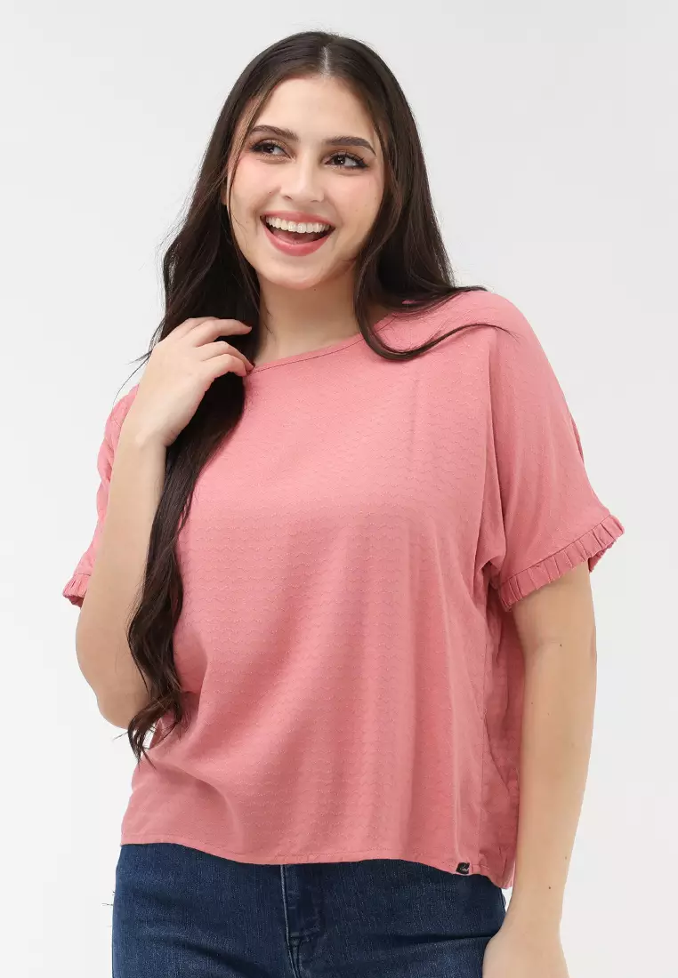 Textured Woven Short Sleeves Blouse