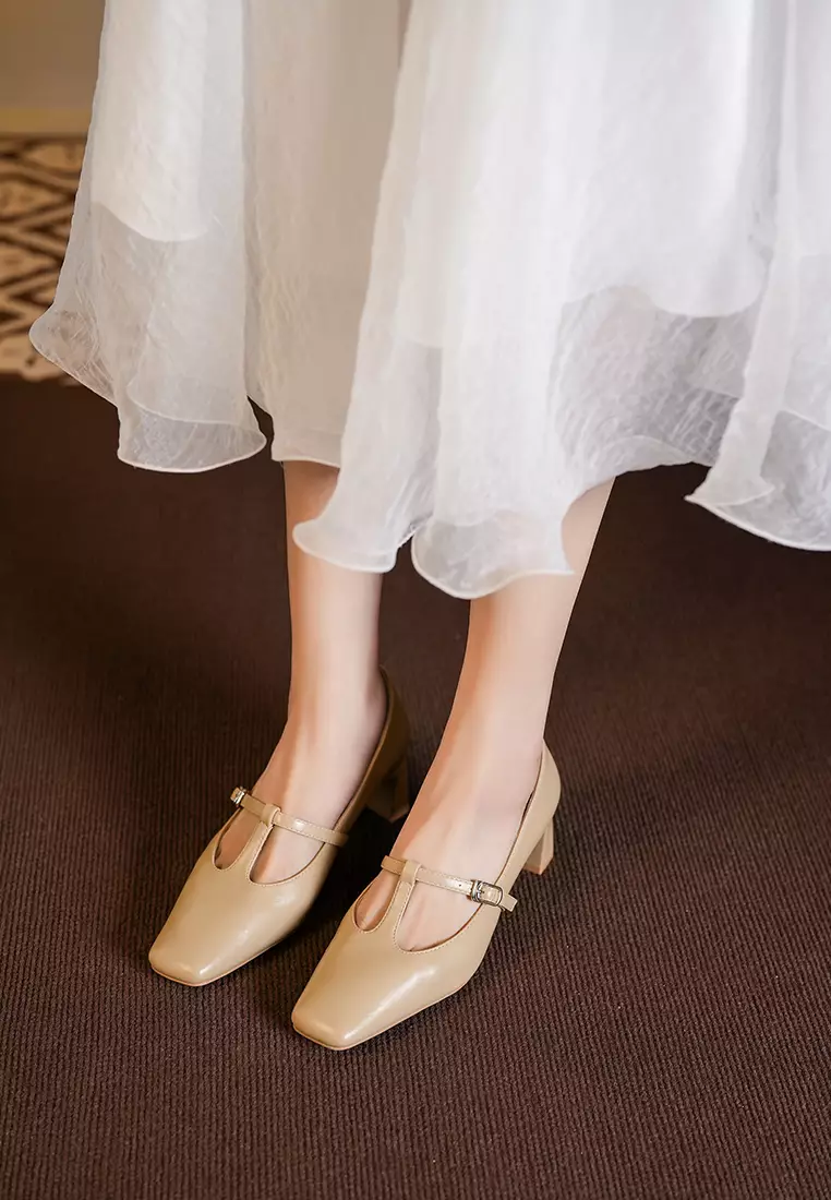 5CM T-Strap Square Toe Pumps BY2355-43