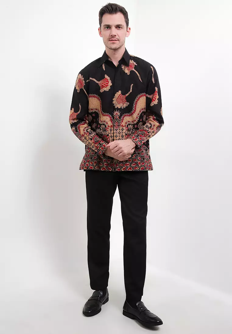 BATIK TALENTA EXCLUSIVE Lengan PANJNG DOBBY KATUN HALUS RED PARANG