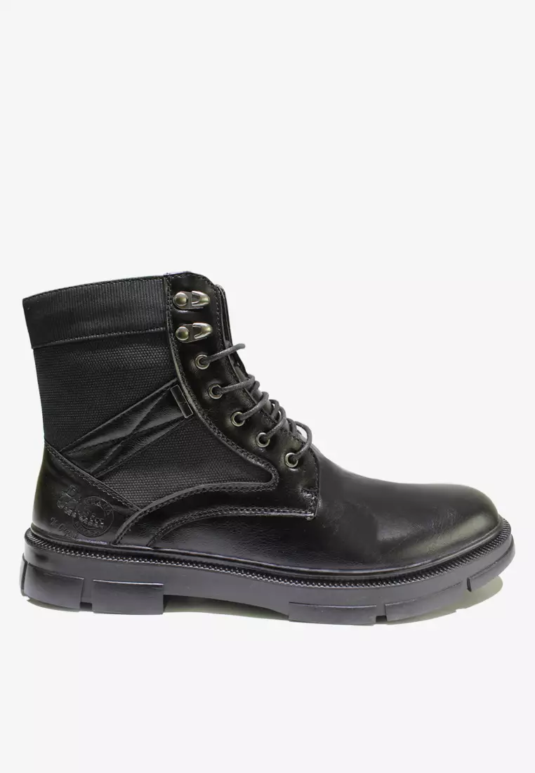 Mens black lace sale up boot