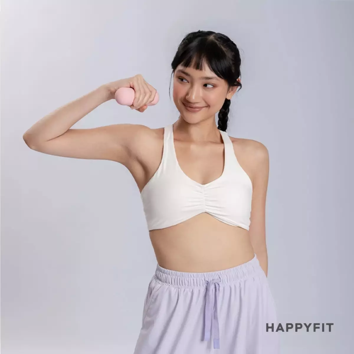 Happyfit Ruched Sports Bra White