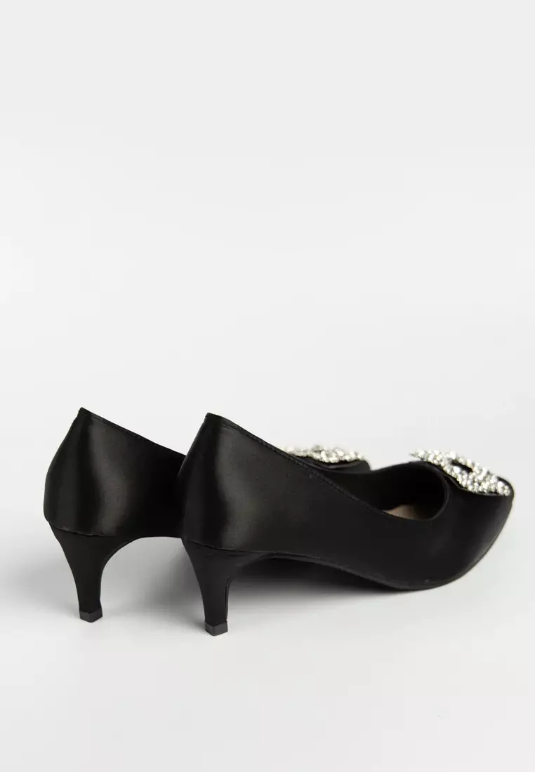Joy Satin Rhinestone Heels