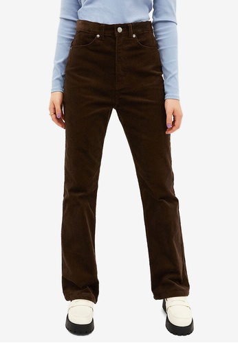 Monki brown High Waisted Corduroy Trousers 565F4AA2F02181GS_1