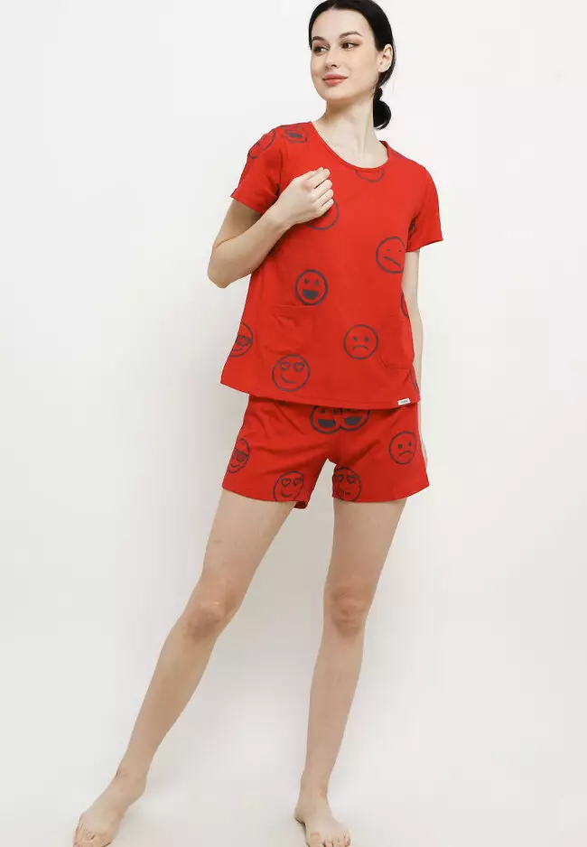 Pyjama Short Sleeve Short Pants Pocket Sleepwear