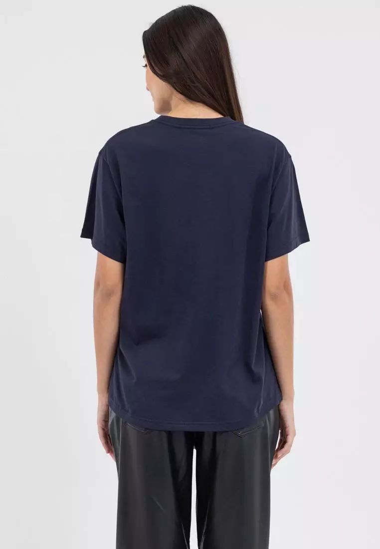 Tshirt Triple Flower_ Navy White