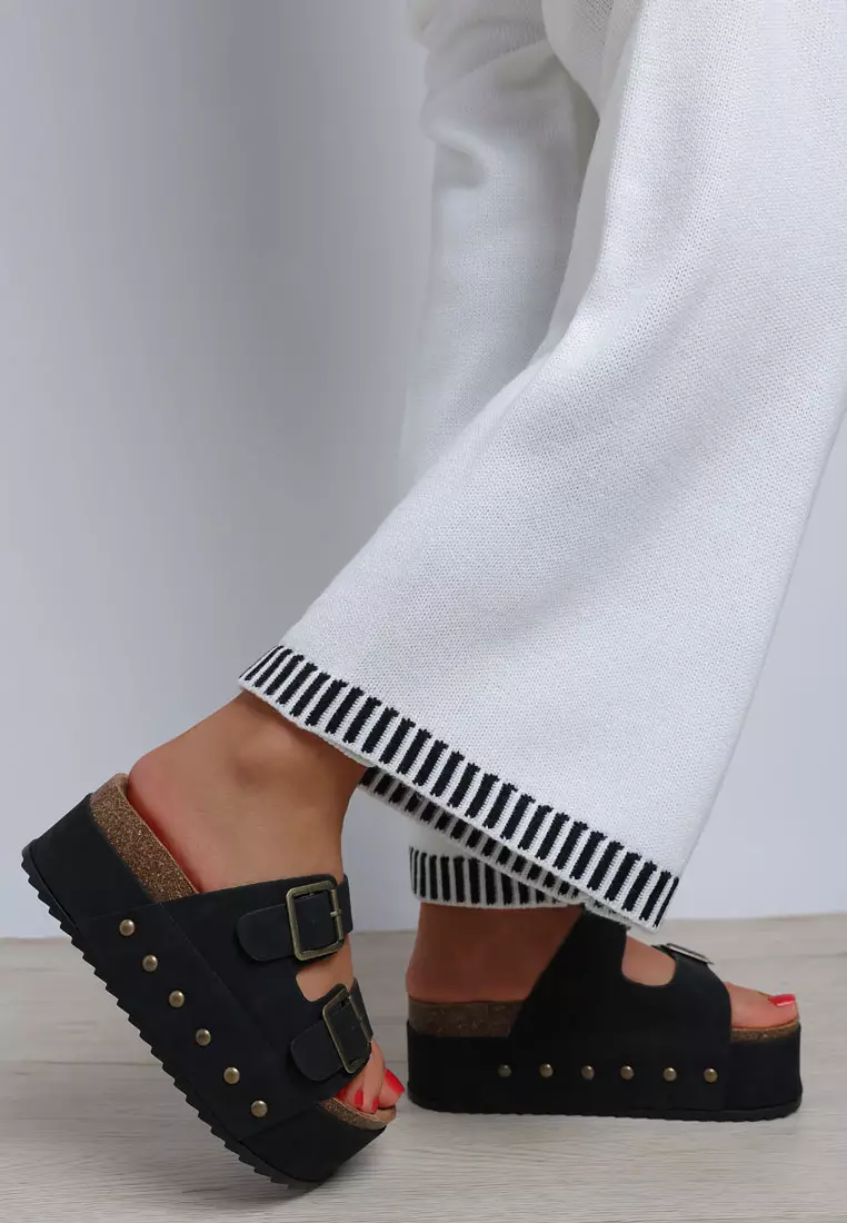 Studded Faux Leather Slip-On In Black