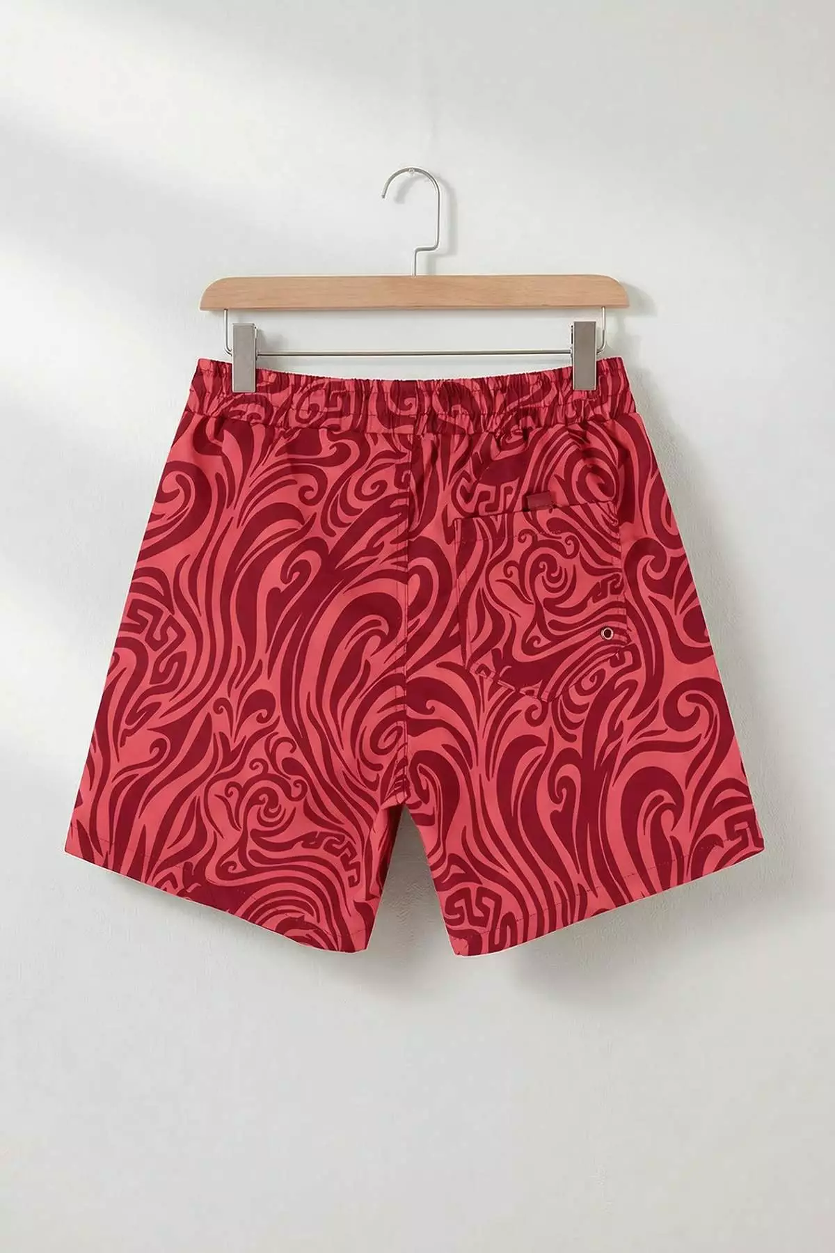 Burgundy Standard Marbling Pattern Swim Shorts Tmnss23Ds00003