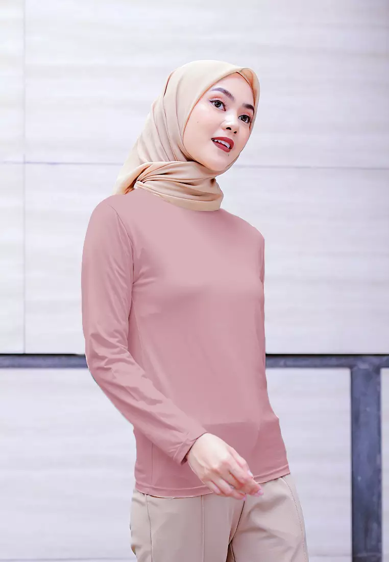 Cotton Bee - Manset Lengan Panjang Aneisha Inner Rayon - Coral Pink - L