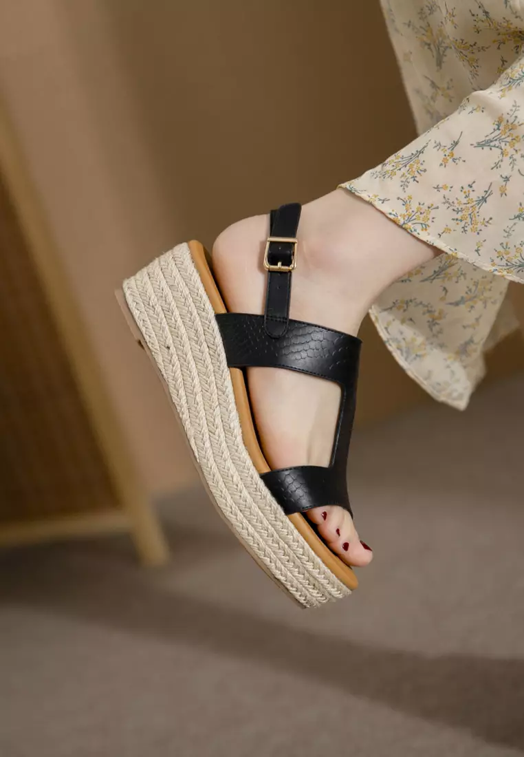 Texture Strap Wedge Espadrilles ALM3035-4