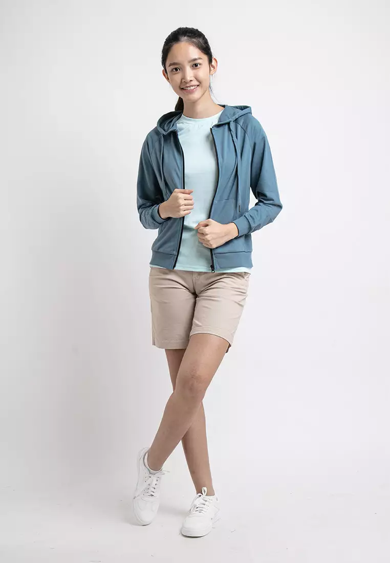 Forest Ladies Stretchable Sweatshirt Cotton Terry Hoodie Women Jacket | Jaket Perempuan - 830108-36GreyBlue
