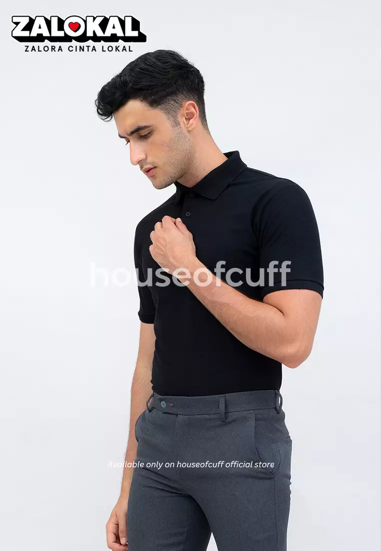 polo shirt baju kaos kerah polo slim houseofcuff hitam