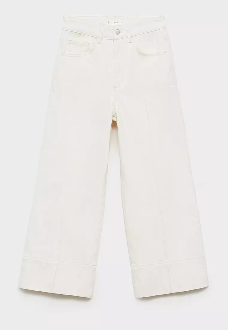 Mango Wide Leg Cropped Jeans With Seam Detail 2025 | Buy