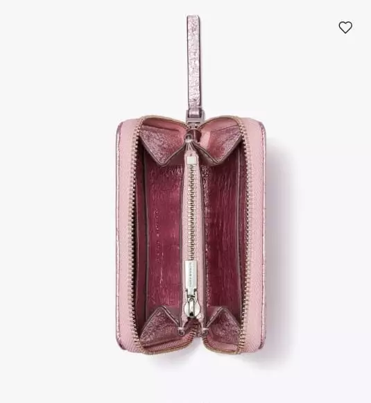 Small Kira Moto Quilt Metallic Zip-Around Wallet Sparkle Pink