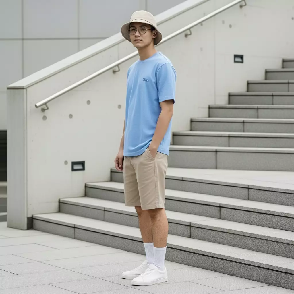 Kale PLUTO BLUE T-shirt Cotton Cloudy Boxy Fit - Kaos Korea - Atasan Kaos Pria - Kaos Basic Pria
