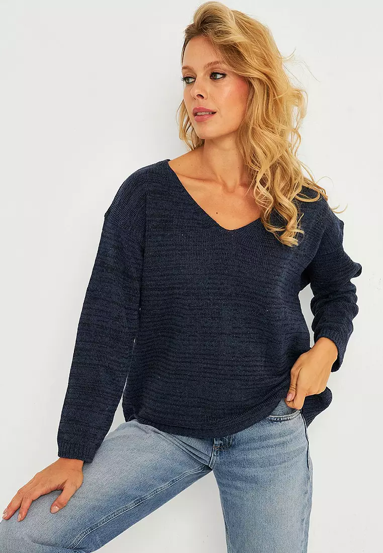 V Neck Knitwear Blouse