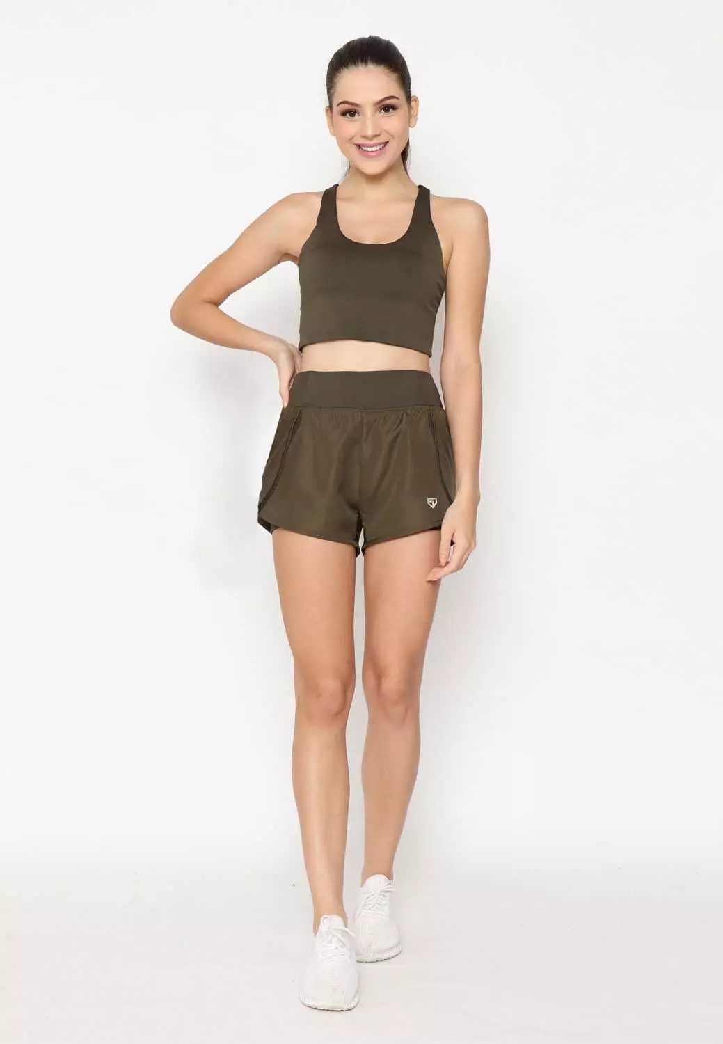 FITWEAR - CAITLYN LAYERED PANTS + INNER - ARMY