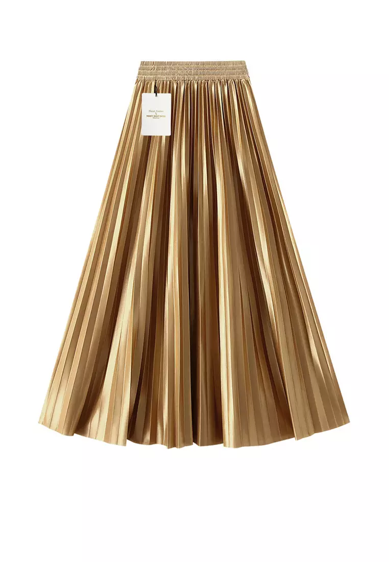 高腰亮面百褶裙 AF-6623