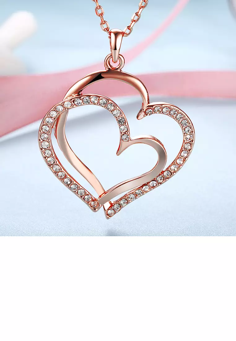 Heart Pendant Rose Gold Color Necklace Framed Ari Heart Gold Short