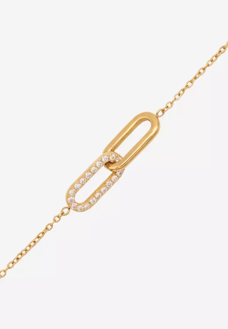 Adessa Interlocking with 5A Grade Cubic Zirconia Necklace in Gold