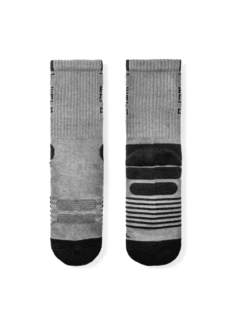 Tiento Compression Socks Kaos Kaki Ketat Olahraga Typotype Grey Crew Anti Bacterial Technology
