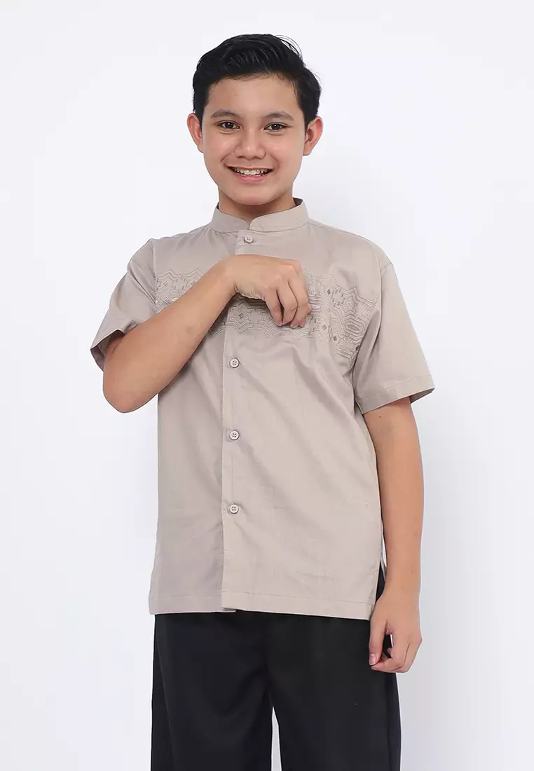 Baju Koko Set Anak Laki Horizone Light Grey - MODERN