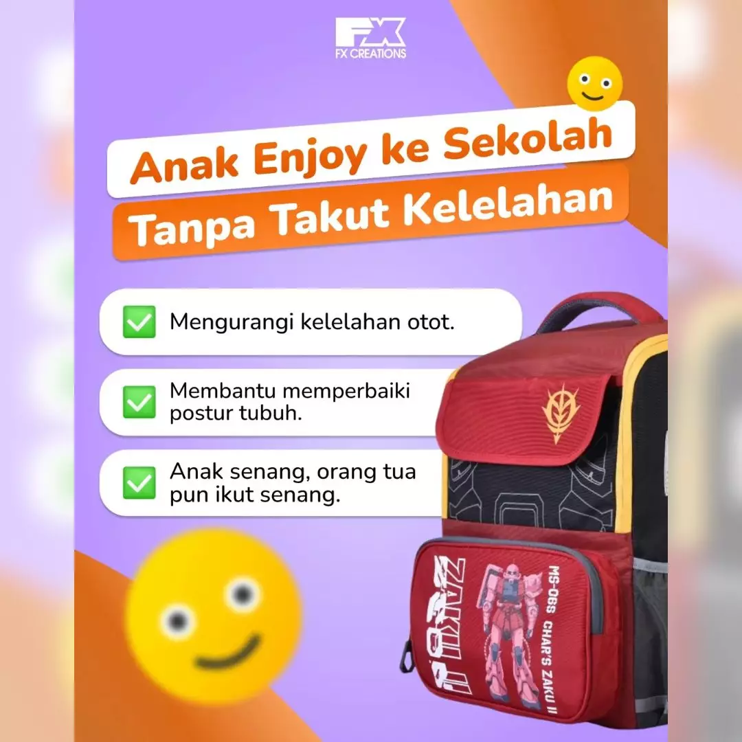 Ransel Sekolah Anak Anti Pegal Evangelion School Backpack FX Creations SNA242019AGS-01