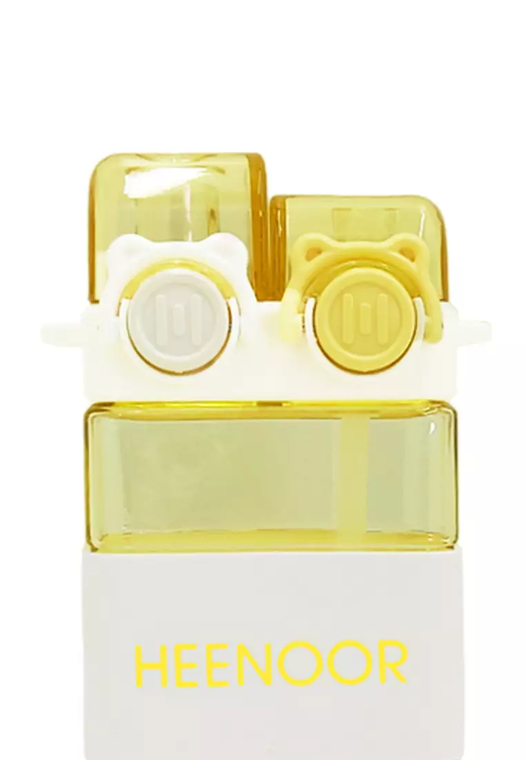 Wakakids Botol Minum Anak Plastik Kotak Sedotan dan Tali Panjang dengan Model 2 Cara Minum 570ML K259 Venjr Kuning