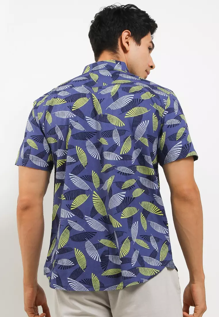 Sharks - Floral Short-Sleeves Shirt - Blue [SGF1P0174]
