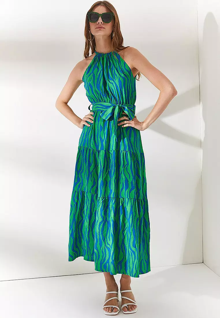 Halter Neck Belted Dress