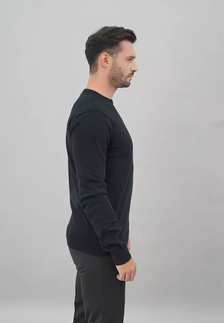 Johnwin - Sweater Pria - Motif Polos - Hitam - ASW.660.D047.004.C-L/S