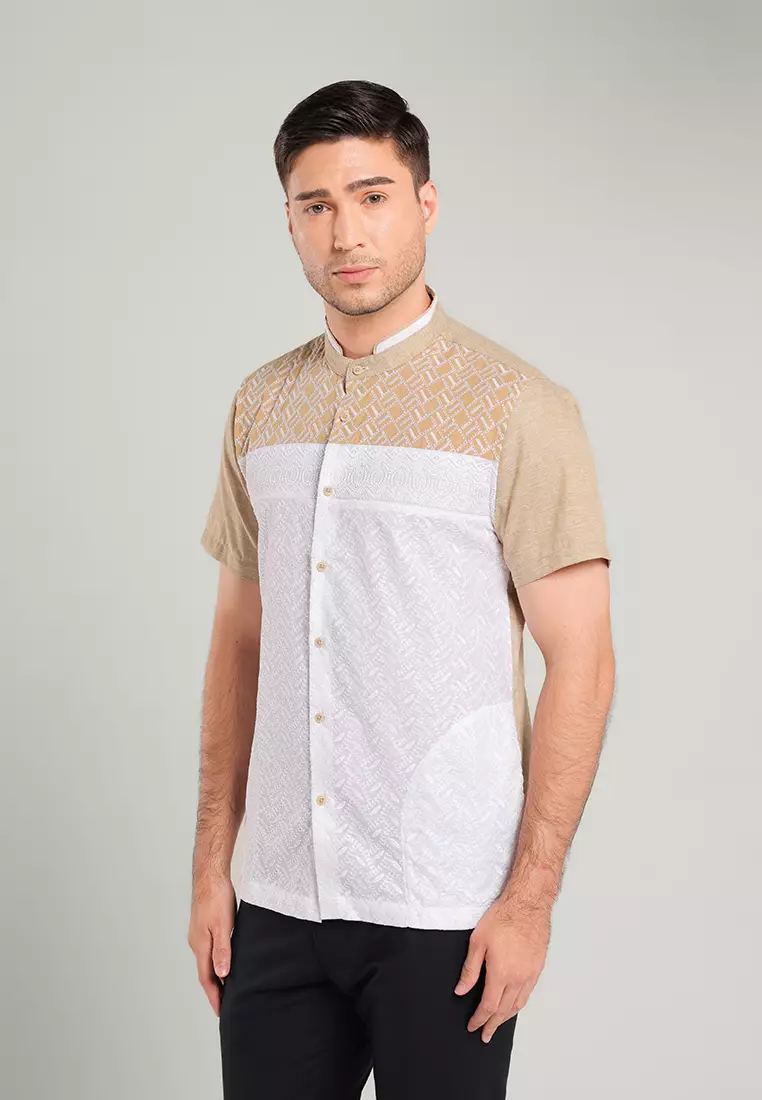 MOC Kemeja Koko Lengan Pendek Pria Harbi - Khaki