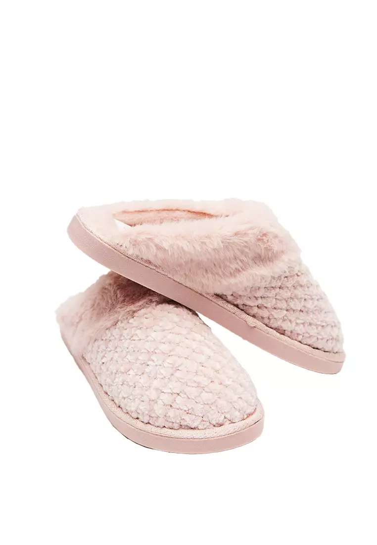Pink furry slippers