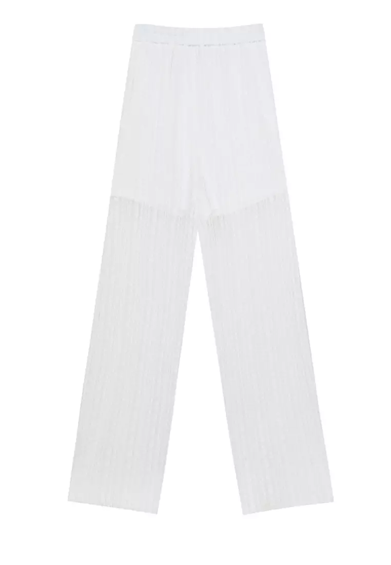 Sheer Straight Leg Overlay Pants With Inner Shorts