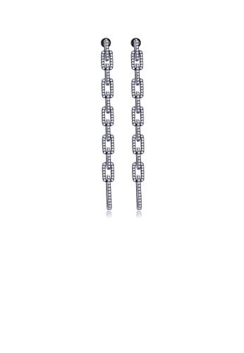 Glamorousky white Fashion Simple Plated Black Geometric Tassel Cubic Zirconia Earrings 3F534AC2D9A4F2GS_1