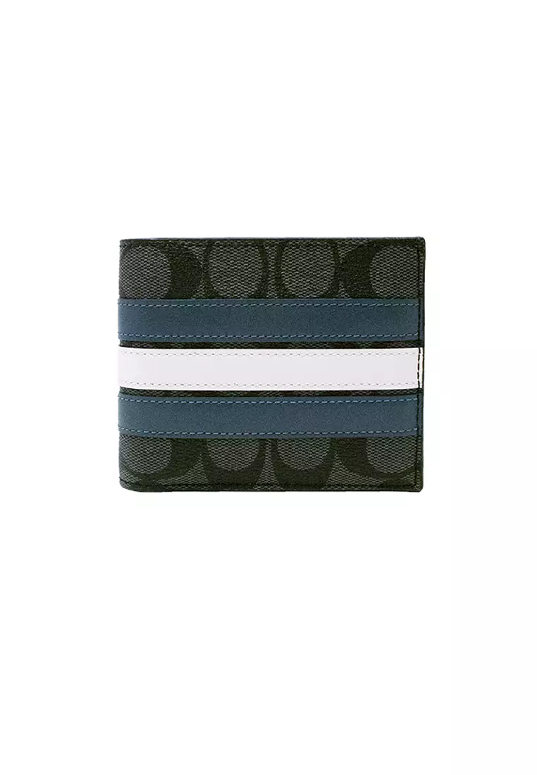 Coach Coach Mens Compact ID Wallet In Signature Canvas