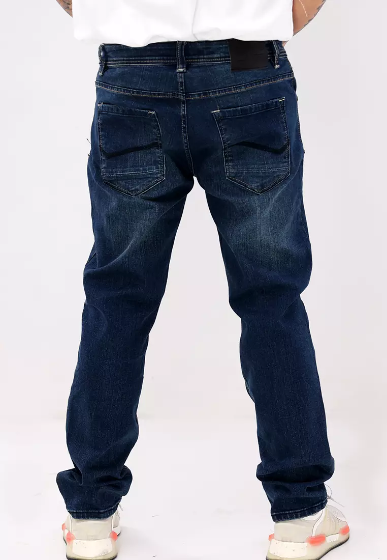 Denim Long Pants Slim Tapered Fit Stretch