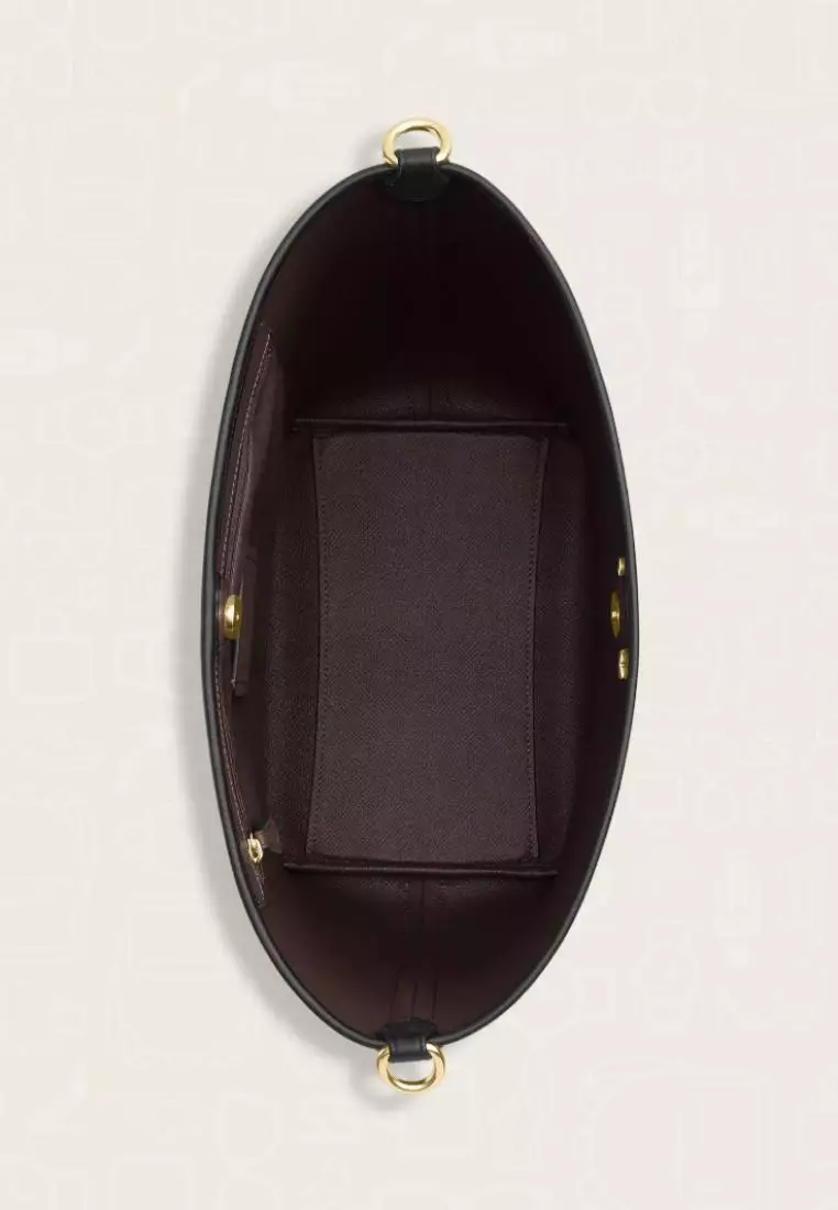 Coach City Large Bucket Bag In Signature Canvas Walnut Black